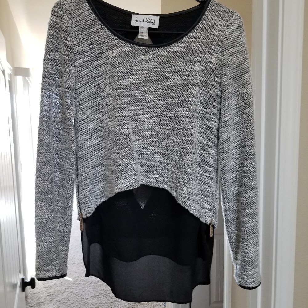 Joseph Ribkoff Women's Layered Blouse US Size 6. Gray with Black underlayer